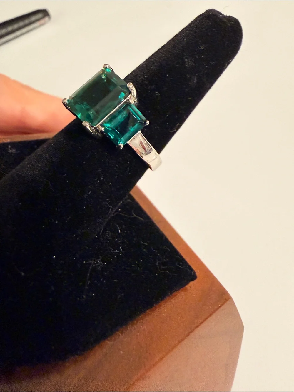 Sterling Silver Helenite Three-Stone Cocktail Ring
